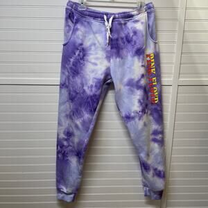 Pink Floyd Official Purple Tie Dye Elastic Waist Drawstring Sweatpants c